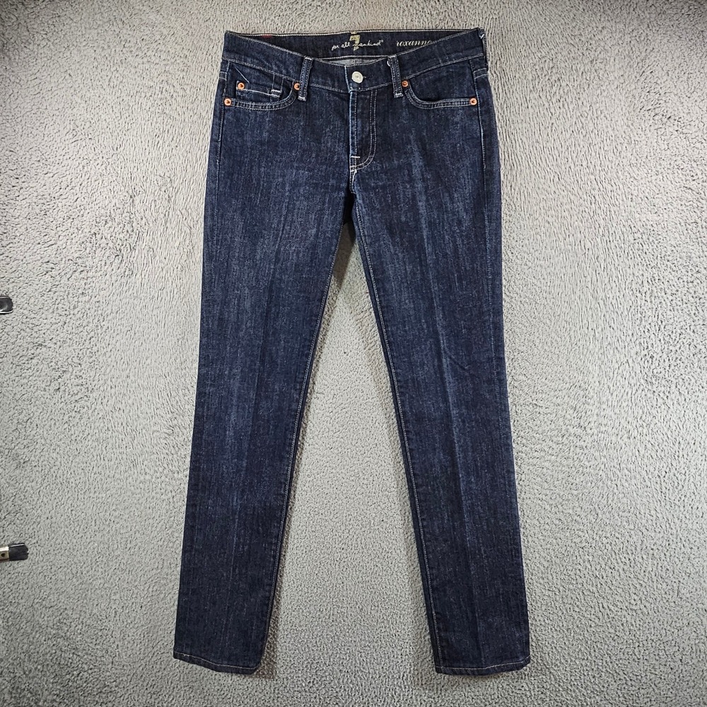 7 For All Mankind Roxanne Slim Straight Jeans Dark Wash Size 27